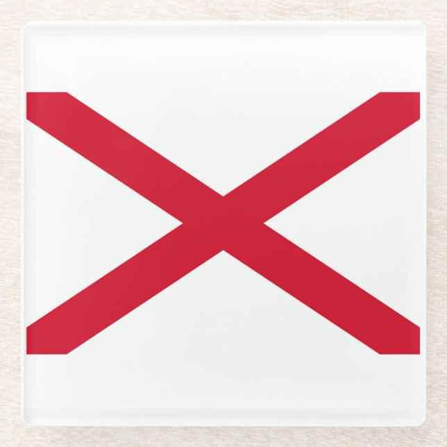 Alabama State Flag Design Decor Glass Coaster (Front)