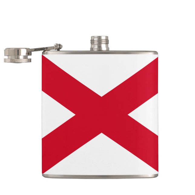 Alabama State Flag Design Hip Flask (Opened)