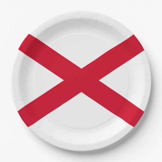 Alabama State Flag Design Paper Plate (Front)