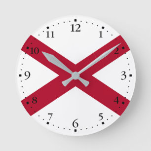 Alabama State Flag Round Clock