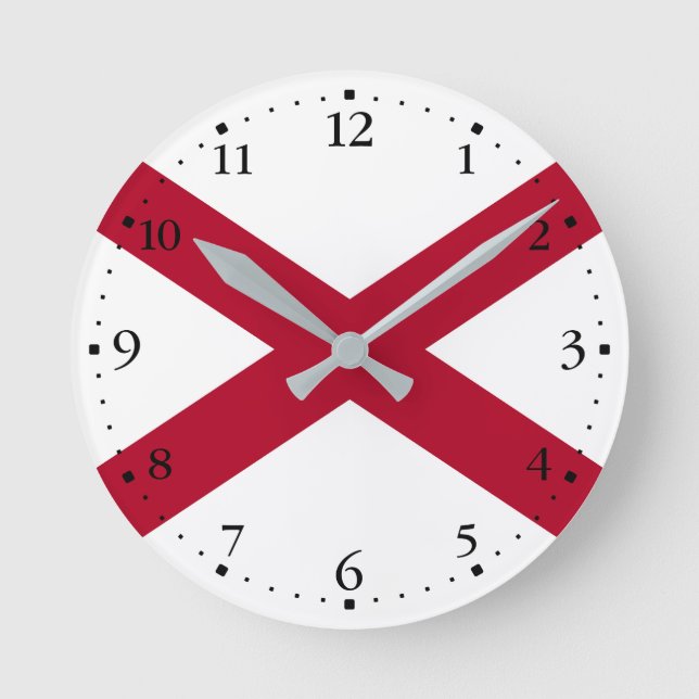 Alabama State Flag Round Clock (Front)