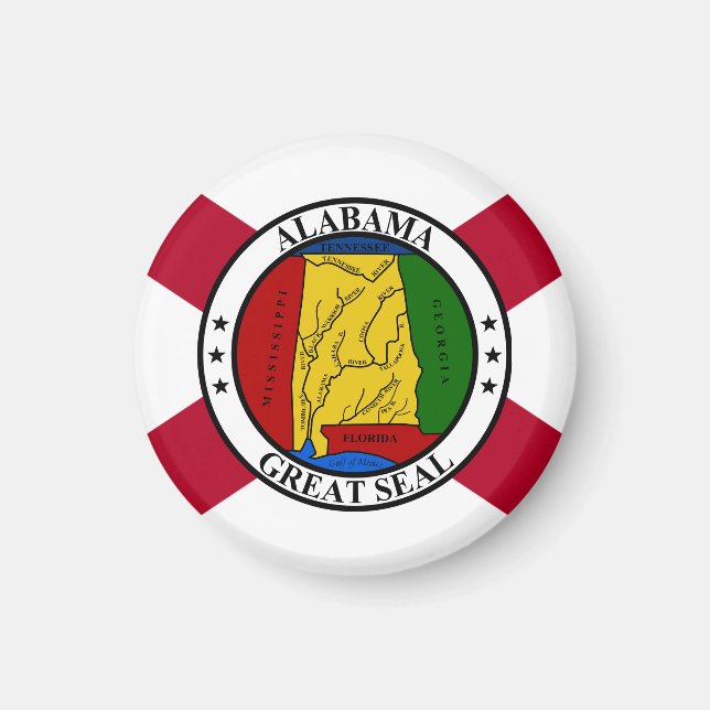 Alabama State Flag/ State seal superimposed Magnet (Front)
