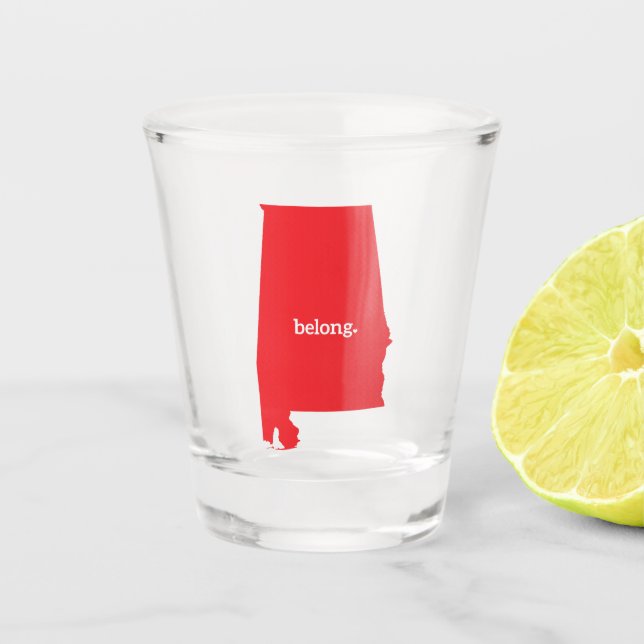 Alabama State Map Belong Shot Glass (Front)
