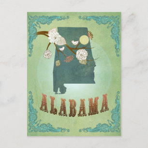 Alabama State Map – Green Postcard