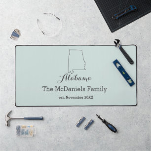 Alabama state map outline family personalised   desk mat