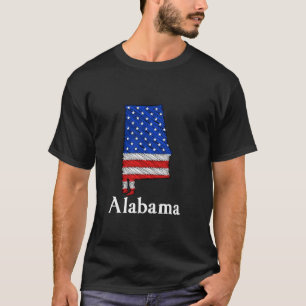 Alabama State Map Patriotic USA Flag Yellowhammer T-Shirt