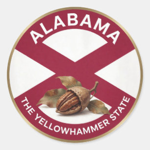Alabama State Pride 🥜 Peanut Emblem Classic Round Sticker