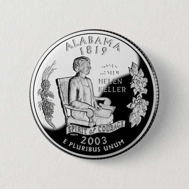 Alabama State Quarter 6 Cm Round Badge (Front)