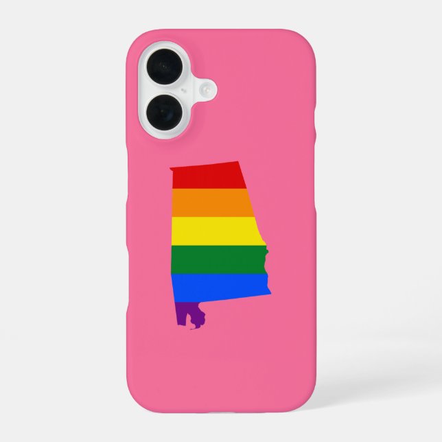 Alabama state rainbow map  iPhone 16 case (Back)