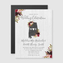 Alabama State Rustic Magnetic Wedding Invitation