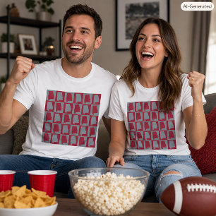 Alabama State Silhouette Chequered Pattern Red Gre T-Shirt