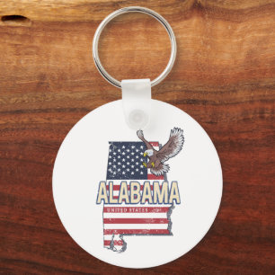Alabama State United States Retro Map Vintage USA Key Ring