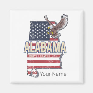 Alabama State United States Retro Map Vintage USA Magnet