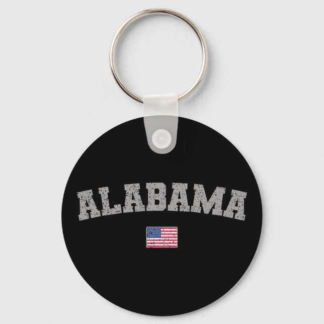 Alabama State USA Flag Vintage Distressed Key Ring (Front)