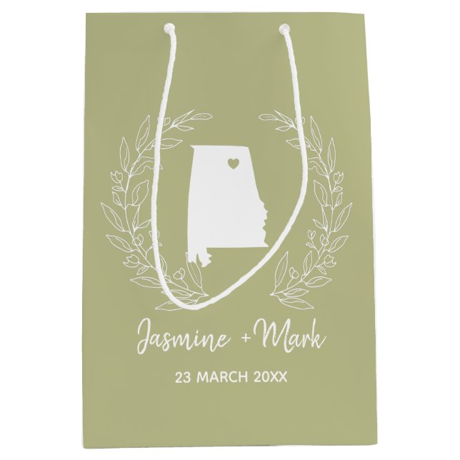 Alabama statemap  destination wedding favours    medium gift bag (Front)
