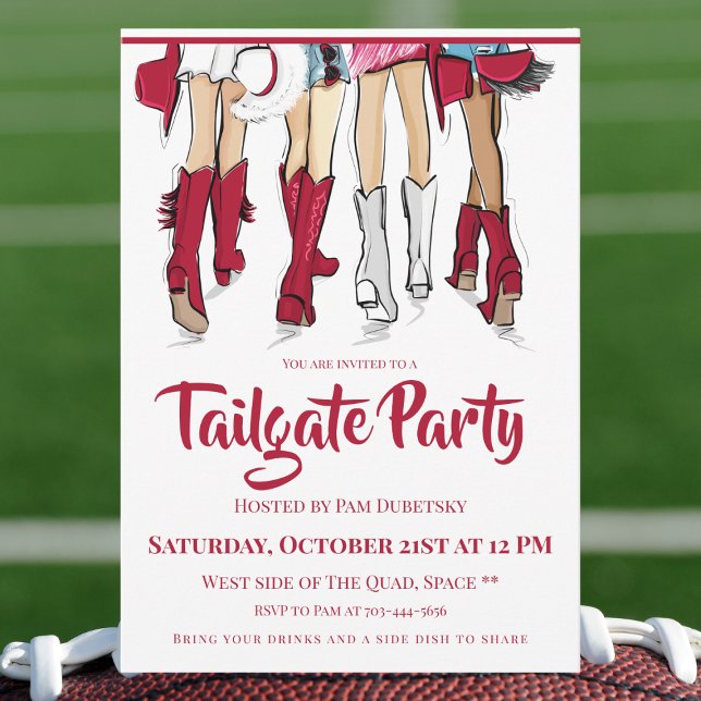 Alabama Tailgate Party Ladies Cowboy Boots Crimson Invitation (Creator Uploaded)