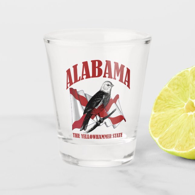 Alabama,The Yellowhammer State Shot Glass (Front)