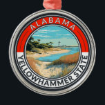Alabama Travel Art Badge Metal Tree Decoration<br><div class="desc">Alabama retro vector travel design. This retro-style travel art,  with its blend of bold colours and vintage allure,  is designed to inspire a sense of adventure.</div>