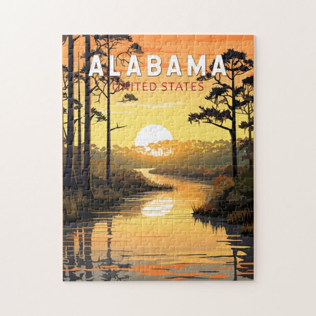 Alabama Travel Art Vintage Jigsaw Puzzle (Vertical)