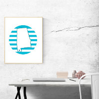 Alabama US State Outline Retro Circle Blue