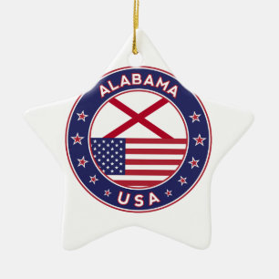 Alabama, USA States, Alabama t-shirt, Alabama Ceramic Tree Decoration