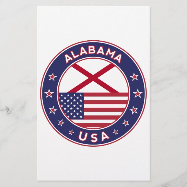 Alabama, USA States, Alabama t-shirt, Alabama Stationery (Front)
