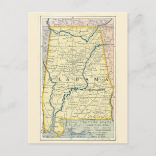 Alabama Vintage Map Postcard