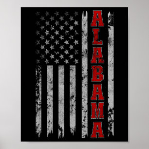Alabama - Vintage Patriotic Usa Flag Football Seas Poster