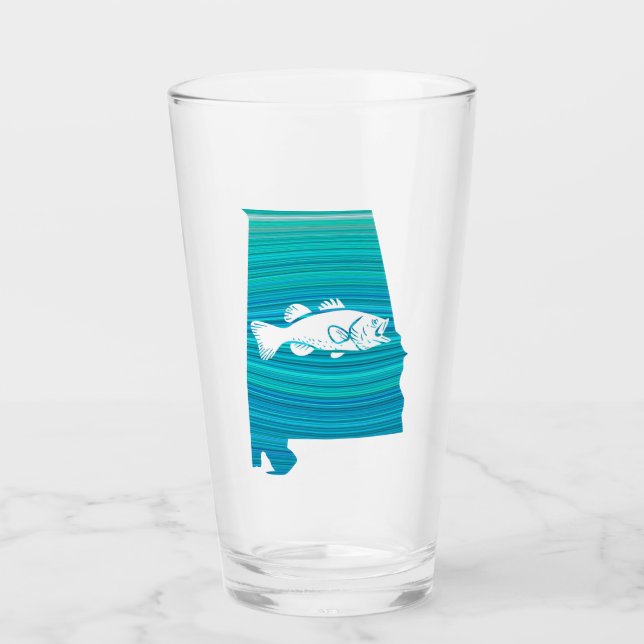 Alabama Wave Fishing Glass (Front)