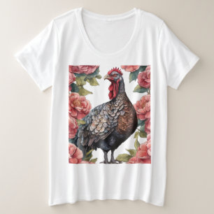Alabama Wild Turkey With Camellia Flowers Plus Size T-Shirt