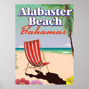 Alabaster Beach Bahamas travel poster