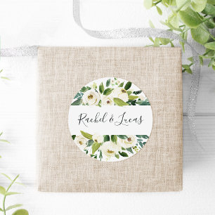 Alabaster Botanical Floral Wedding Classic Round Sticker
