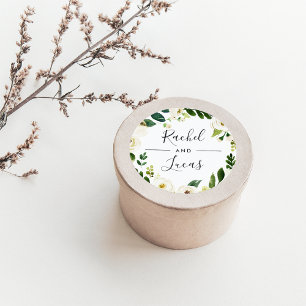 Alabaster   Botanical Wreath Wedding Classic Round Sticker