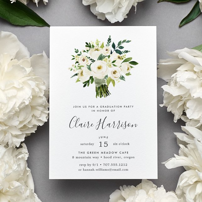 Alabaster Bouquet Graduation Party Invitation (Creator Uploaded)