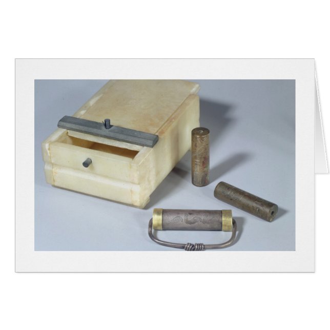 Alabaster box and bronze and silver seal cylinders (Front Horizontal)