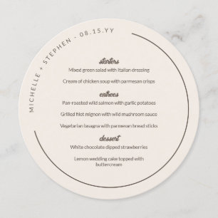 Alabaster & Brown Curved Names Round Menu