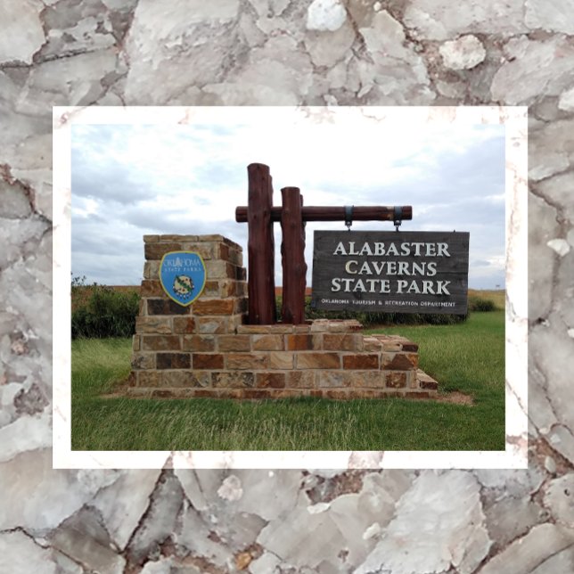 Alabaster Caverns State Park Entrance Sign, OK Postcard (Creator Uploaded)