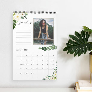Alabaster Floral   12 Photo Calendar with Notes
