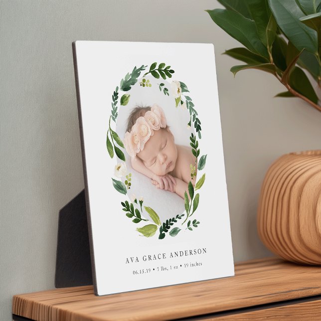 Alabaster Floral Baby Photo Plaque (Creator Uploaded)