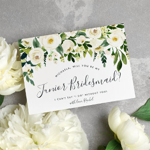 Alabaster Floral Be My Junior Bridesmaid Card
