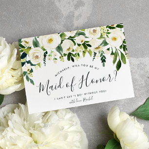Alabaster Floral Be My Maid of Honour Card
