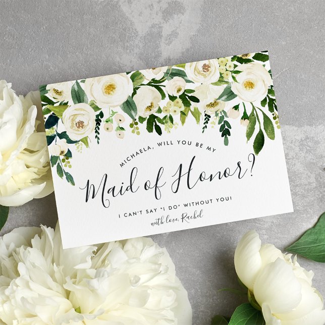Alabaster Floral Be My Maid of Honour Card (Creator Uploaded)