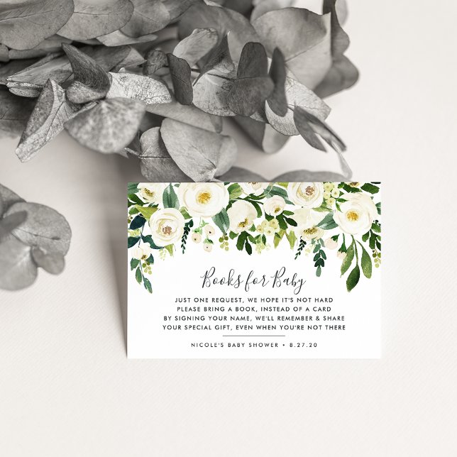 Alabaster Floral Book Request Baby Shower Card (Creator Uploaded)