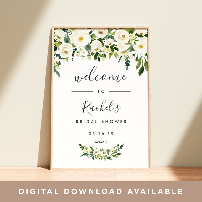 Alabaster Floral Bridal Shower Welcome Poster (Creator Uploaded)