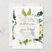 Alabaster Floral | Green & White Botanical Wedding Invitation (Front)