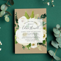 Alabaster Floral Kraft Baby Shower Invitation