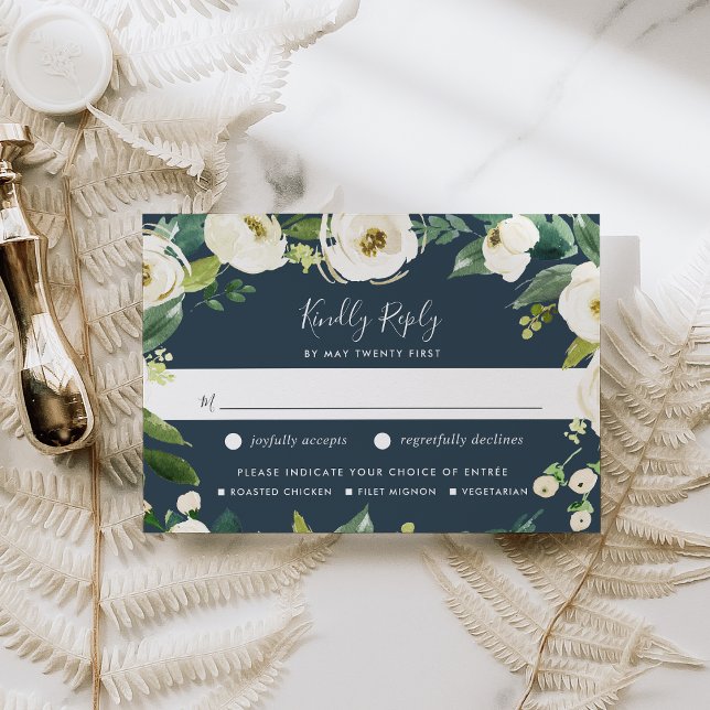 Alabaster Floral Meal Choice RSVP Card (Creator Uploaded)