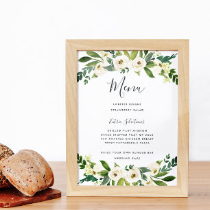 Alabaster Floral Menu Sign