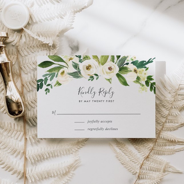 Alabaster Floral RSVP Card (Creator Uploaded)
