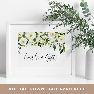 Alabaster Floral Wedding Cards & Gifts Sign